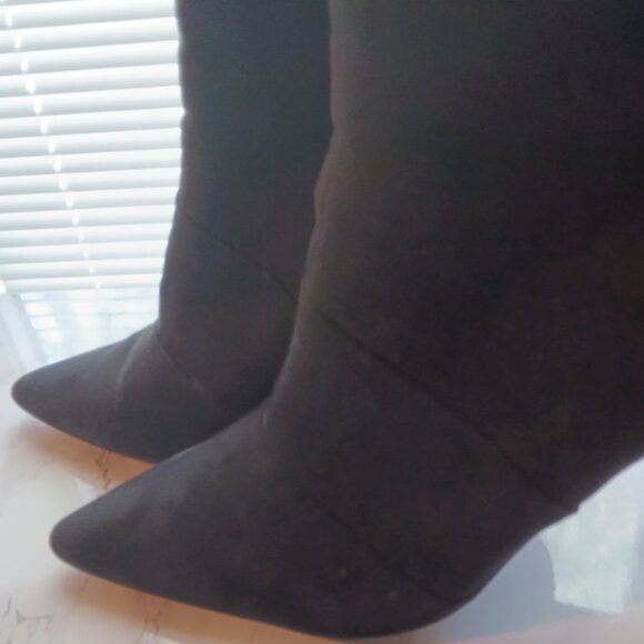 Modern Rush Womens Black Suede Stiletto Bootie Gorgeous Heeled Ankle Boots 💜 - Picture 7 of 11